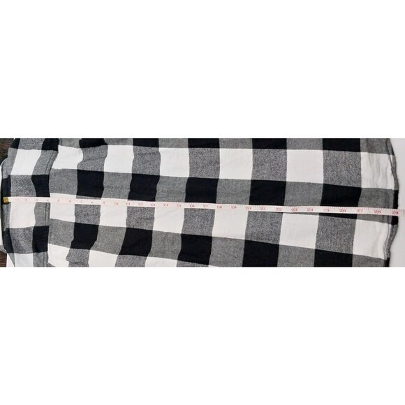 George Mens Plaid Flannel Shirt Medium 38-40 Button Black White Cotton Blend GUC - Picture 14 of 15